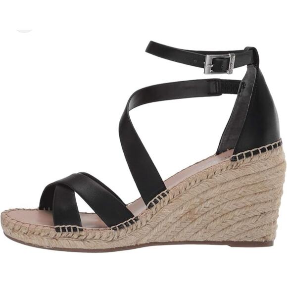 Charles by Charles David Nola Black Espadrille Wedge Sandals 6.5 EUC - Picture 1 of 7